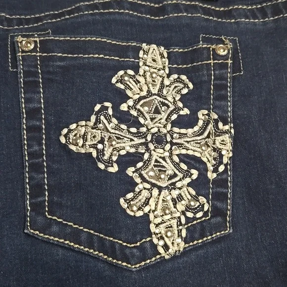 Revolt size 16 boot cut jeans embellished pockets - Picture 2 of 5
